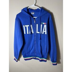 Chip Blue Full Zip Italia Hooded Sweatshirt Mens Size Large